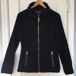 Calvin Klein Performance Zip-Up Black Fleece Jacket--Tech Friendly